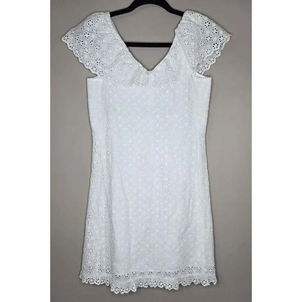 NWT Womens Hatley Eyelet Lace Shift Sundress White Size XS Knee Length MSRP $99 - Picture 1 of 10